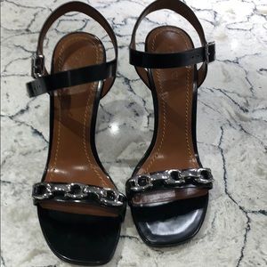 COACH LEATHER SANDAL HEELS.